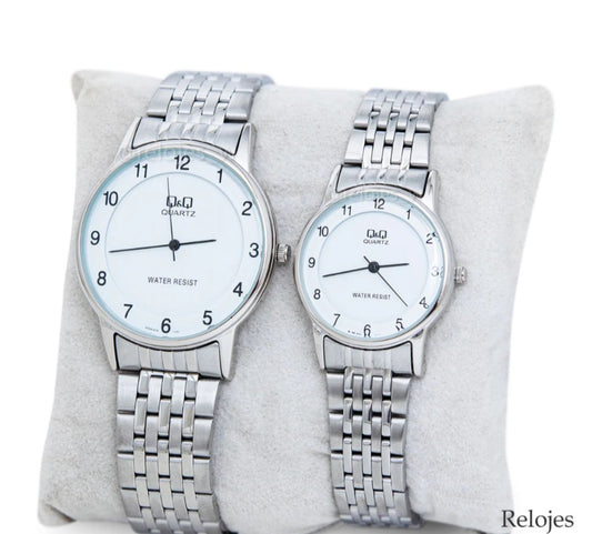 Reloj Q&Q Pareja Plateado