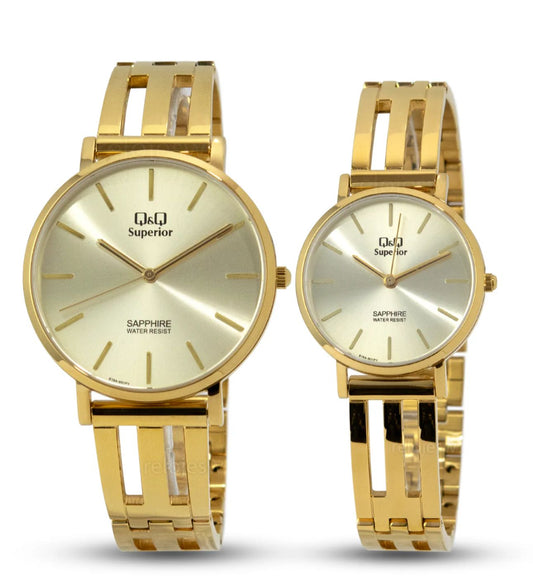 Reloj Q&Q Superior Pareja Dorado