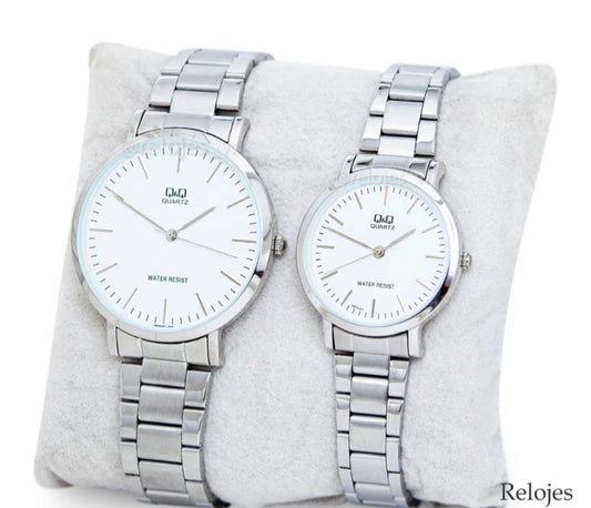 Reloj Q&Q Pareja Plateado